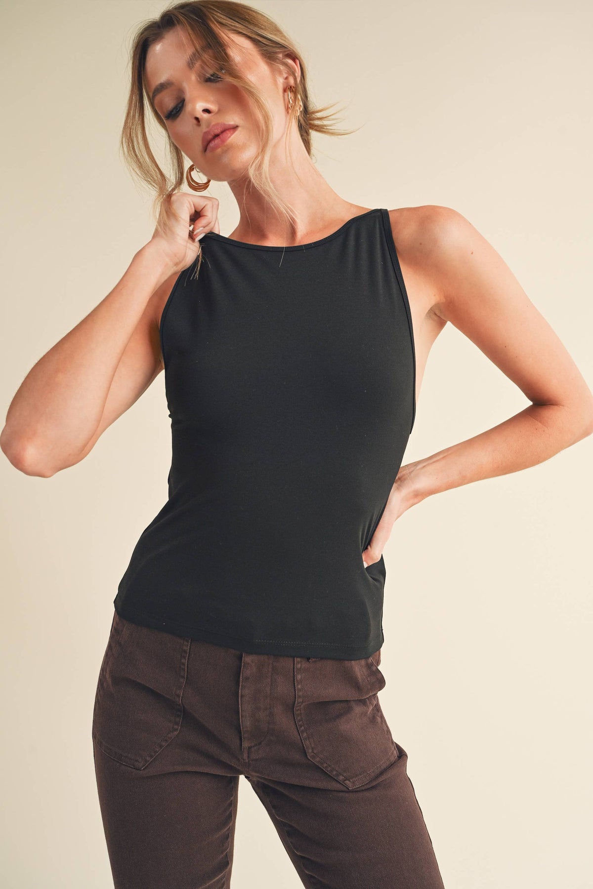 Rodi High Neck Tank: Black