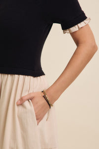 Tiered Midi Dress With Sweater Top and Woven Skirt