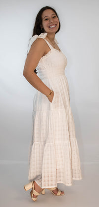 Tie Strap Midi Dress- Off White