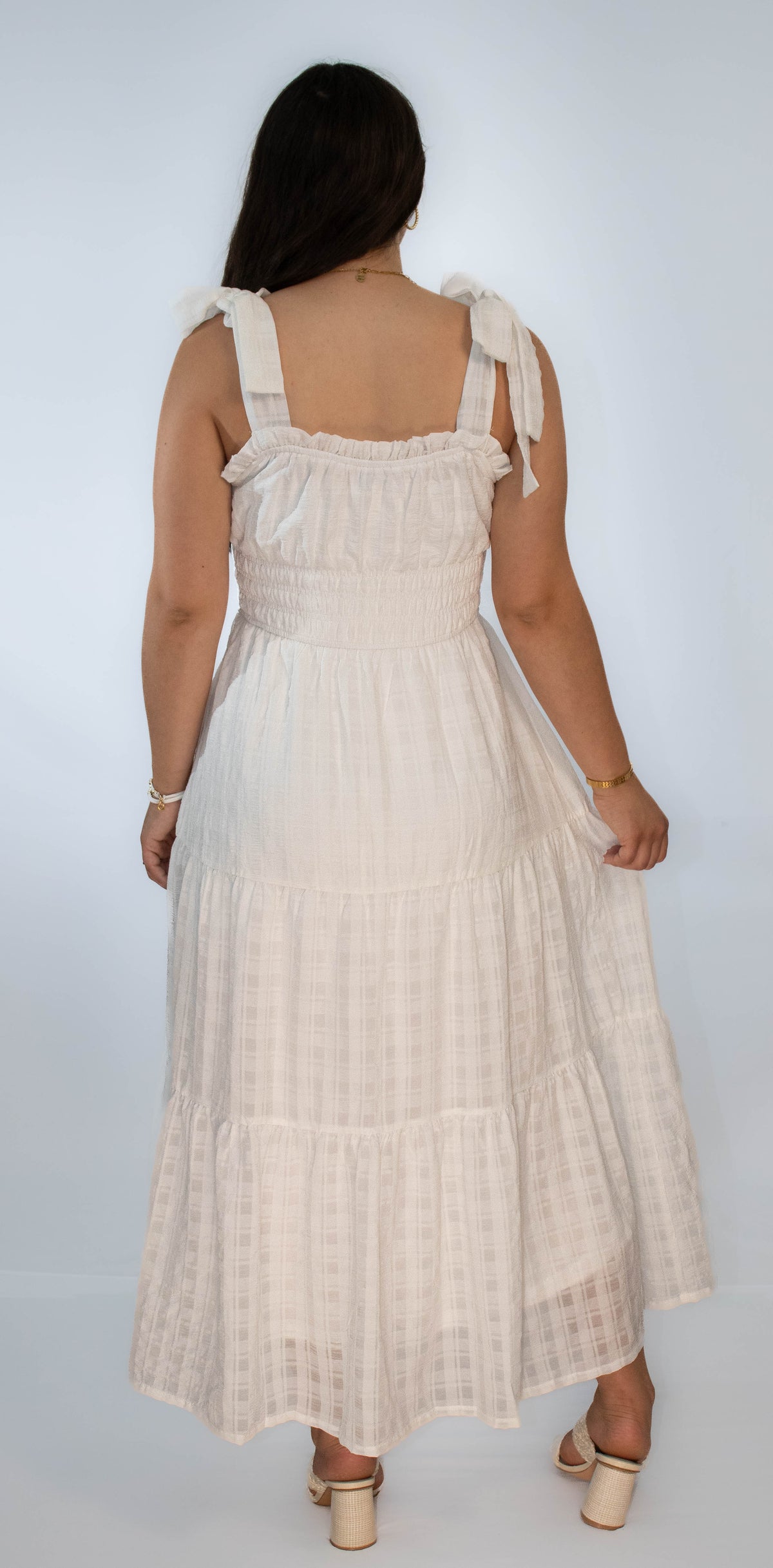 Tie Strap Midi Dress- Off White