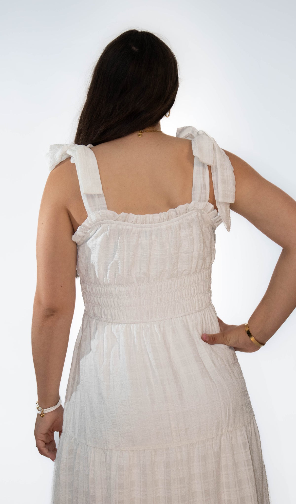 Tie Strap Midi Dress- Off White