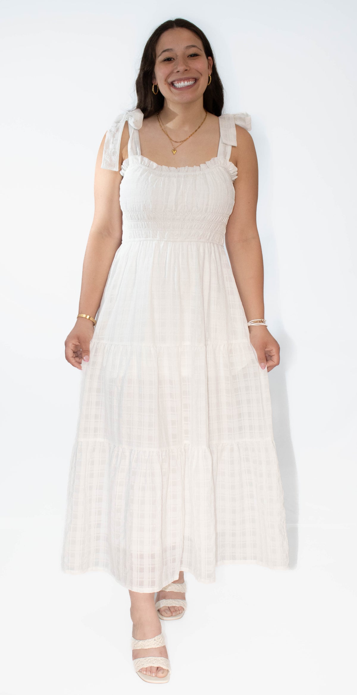 Tie Strap Midi Dress- Off White