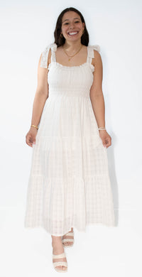 Tie Strap Midi Dress- Off White
