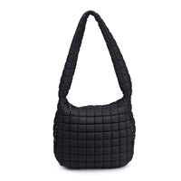 Leda Quilted Nylon Puffer Hobo: Black