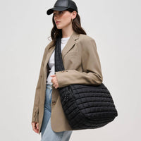 Leda Quilted Nylon Puffer Hobo: Black