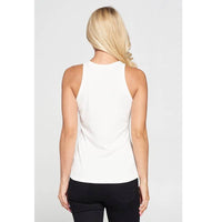 Racer Back Rib Knit Tank Top: IVORY