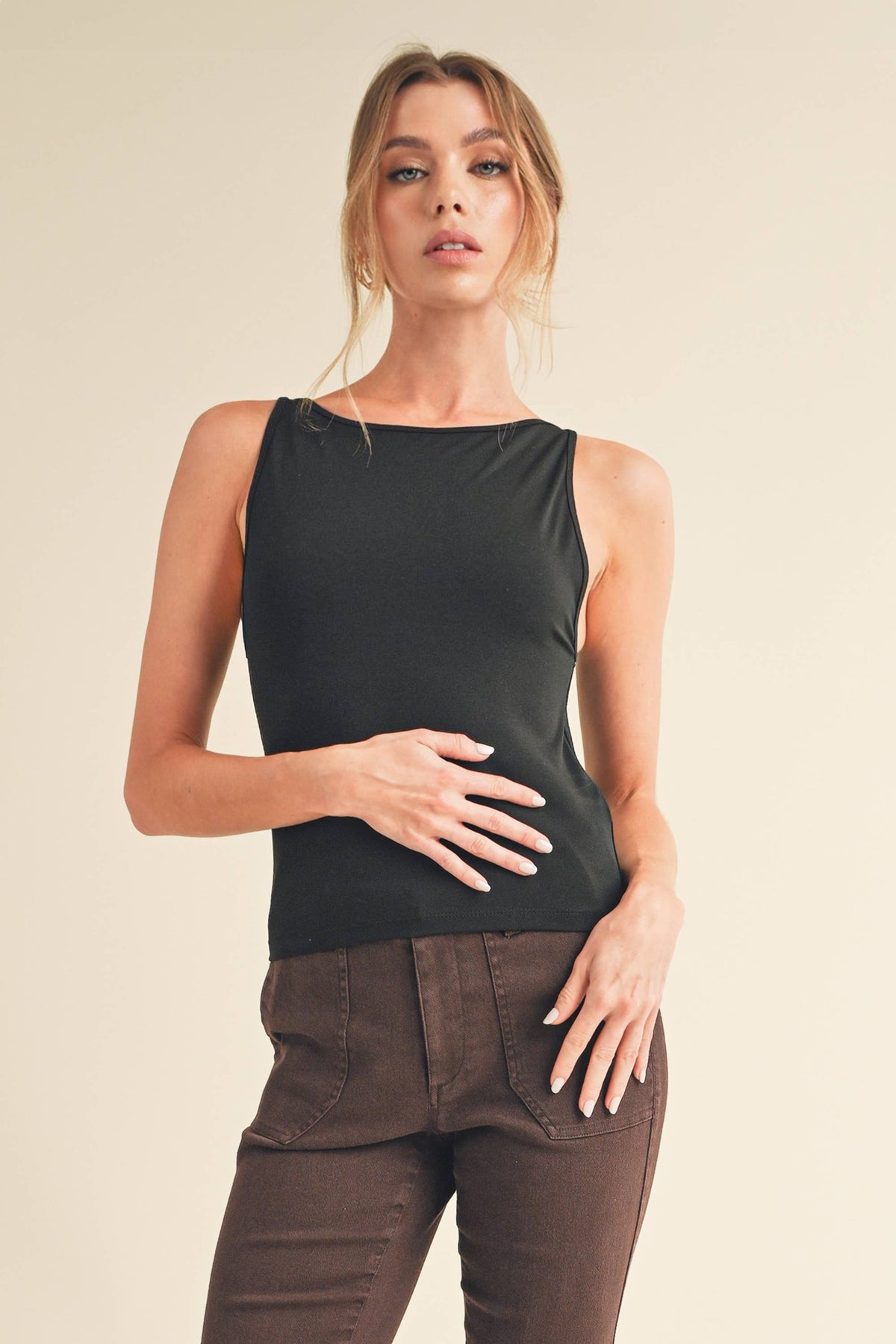 Rodi High Neck Tank: Black