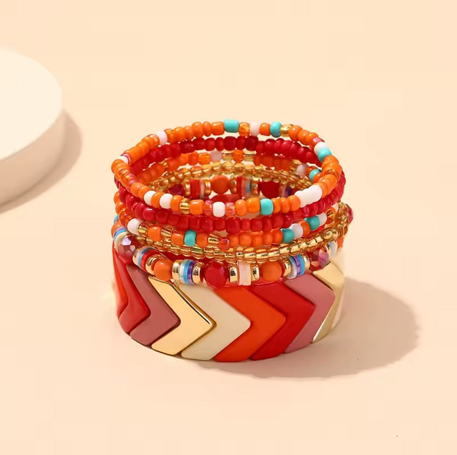 Herringbone Papaya Bracelet Stack