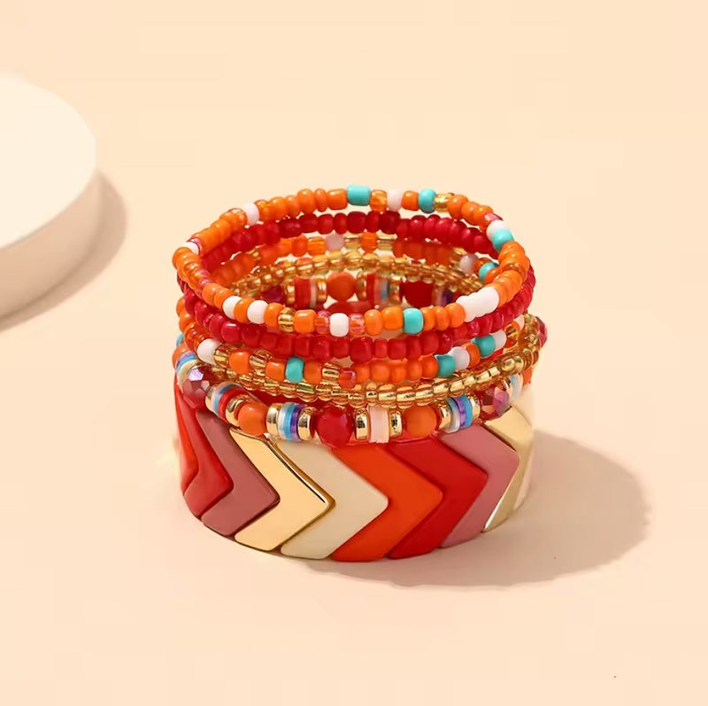 Herringbone Papaya Bracelet Stack