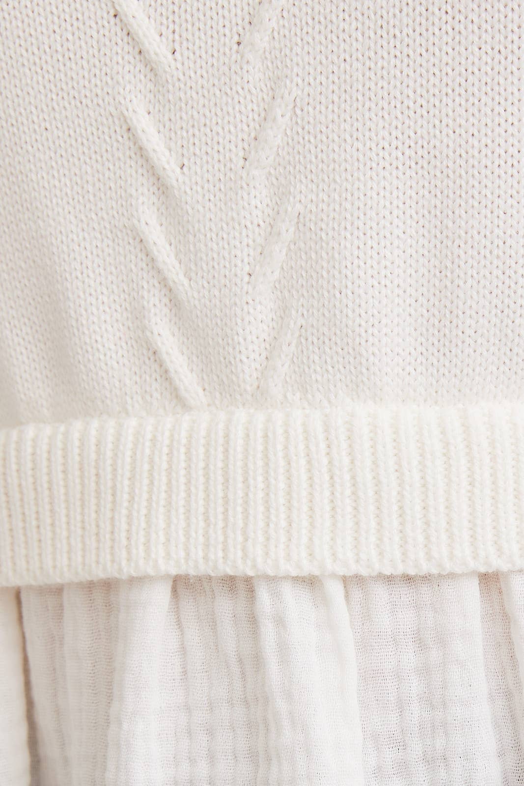 Round Neck Ruffle Sleeve Woven Mix Top