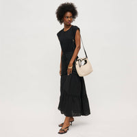 Paloma Knot Straw Crossbody: Ivory Black