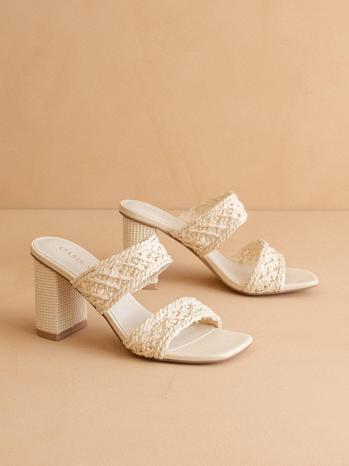 The Barbara | White Woven Double Band Heel