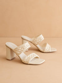 The Barbara | White Woven Double Band Heel