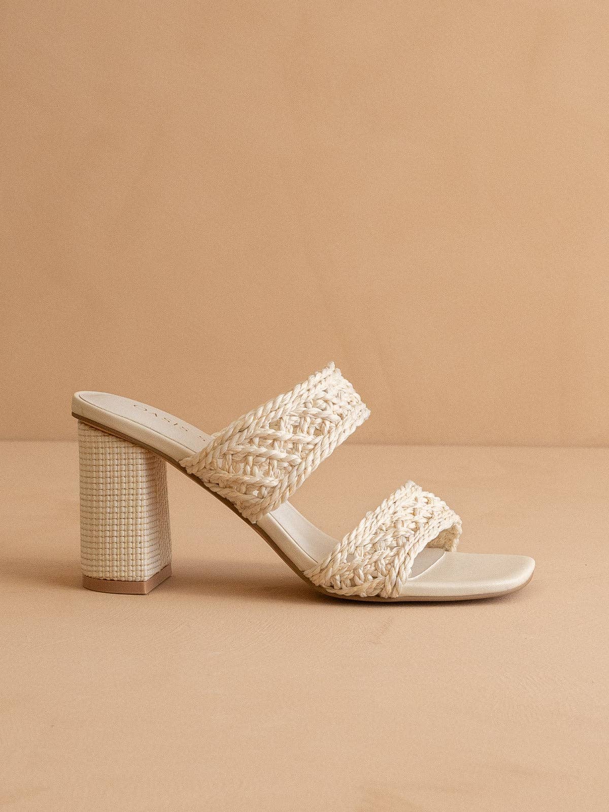 The Barbara | White Woven Double Band Heel