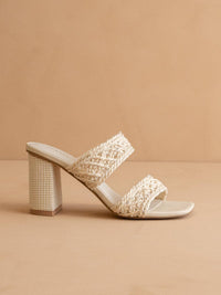 The Barbara | White Woven Double Band Heel