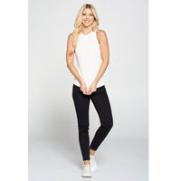 Racer Back Rib Knit Tank Top: IVORY