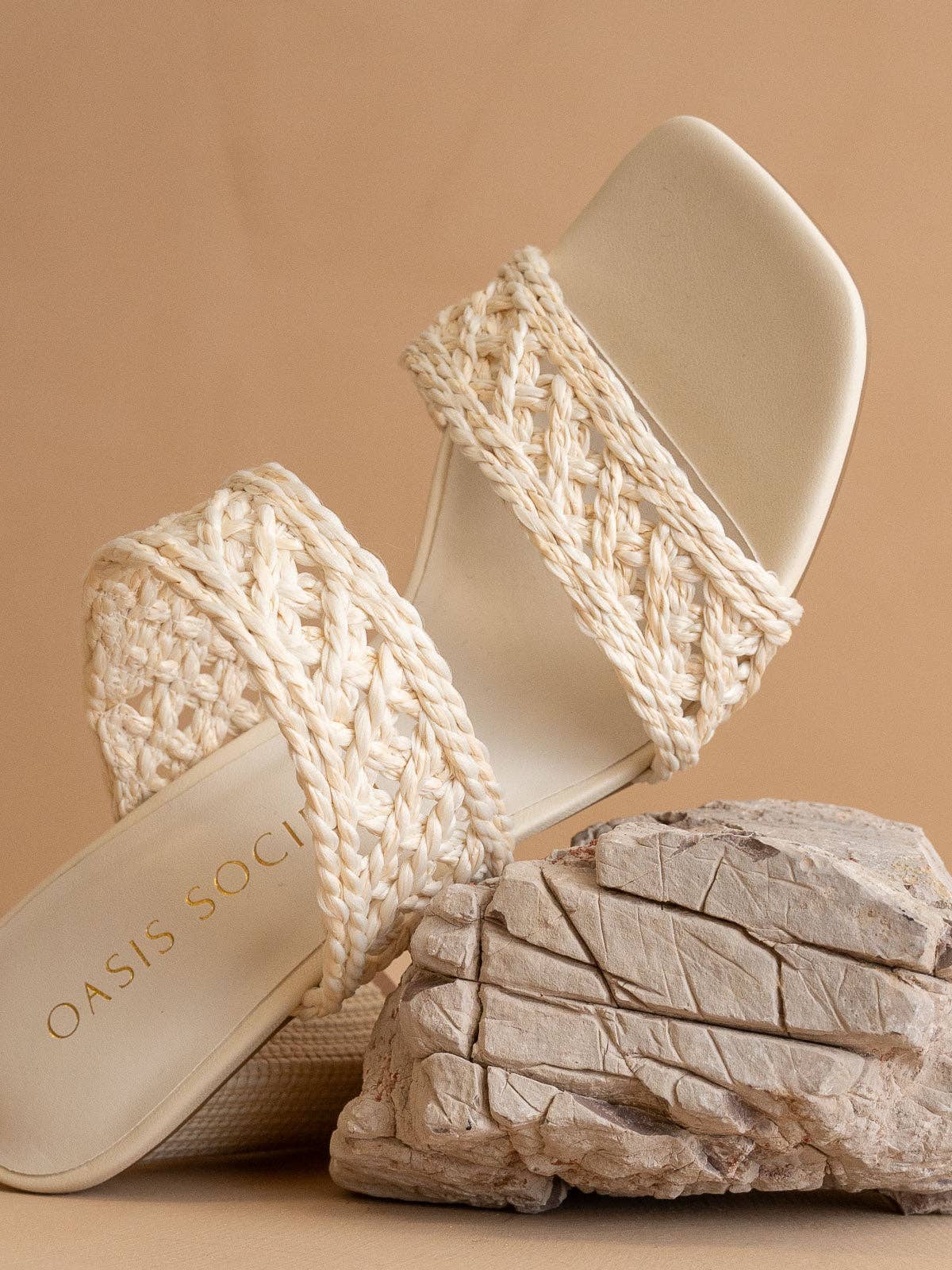 The Barbara | White Woven Double Band Heel