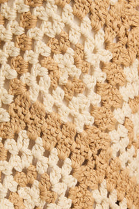 FRONT TIE CROCHET CARDIGAN: TAUPE-CREAM