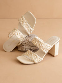 The Barbara | White Woven Double Band Heel