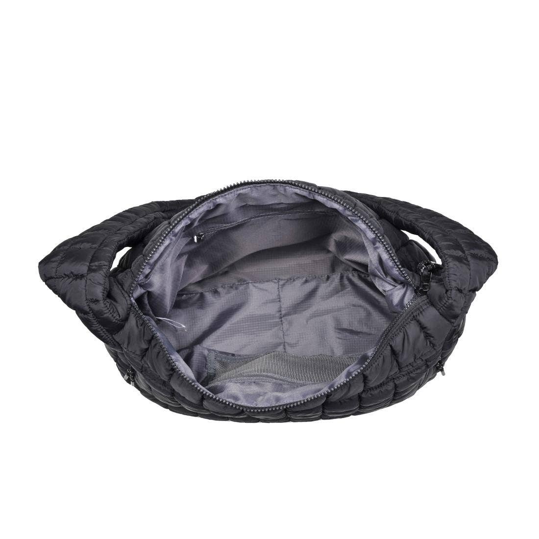 Leda Quilted Nylon Puffer Hobo: Black