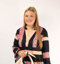 Black Geometric Print Ruffle Mini Dress