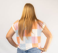 Checkered Color Block Top