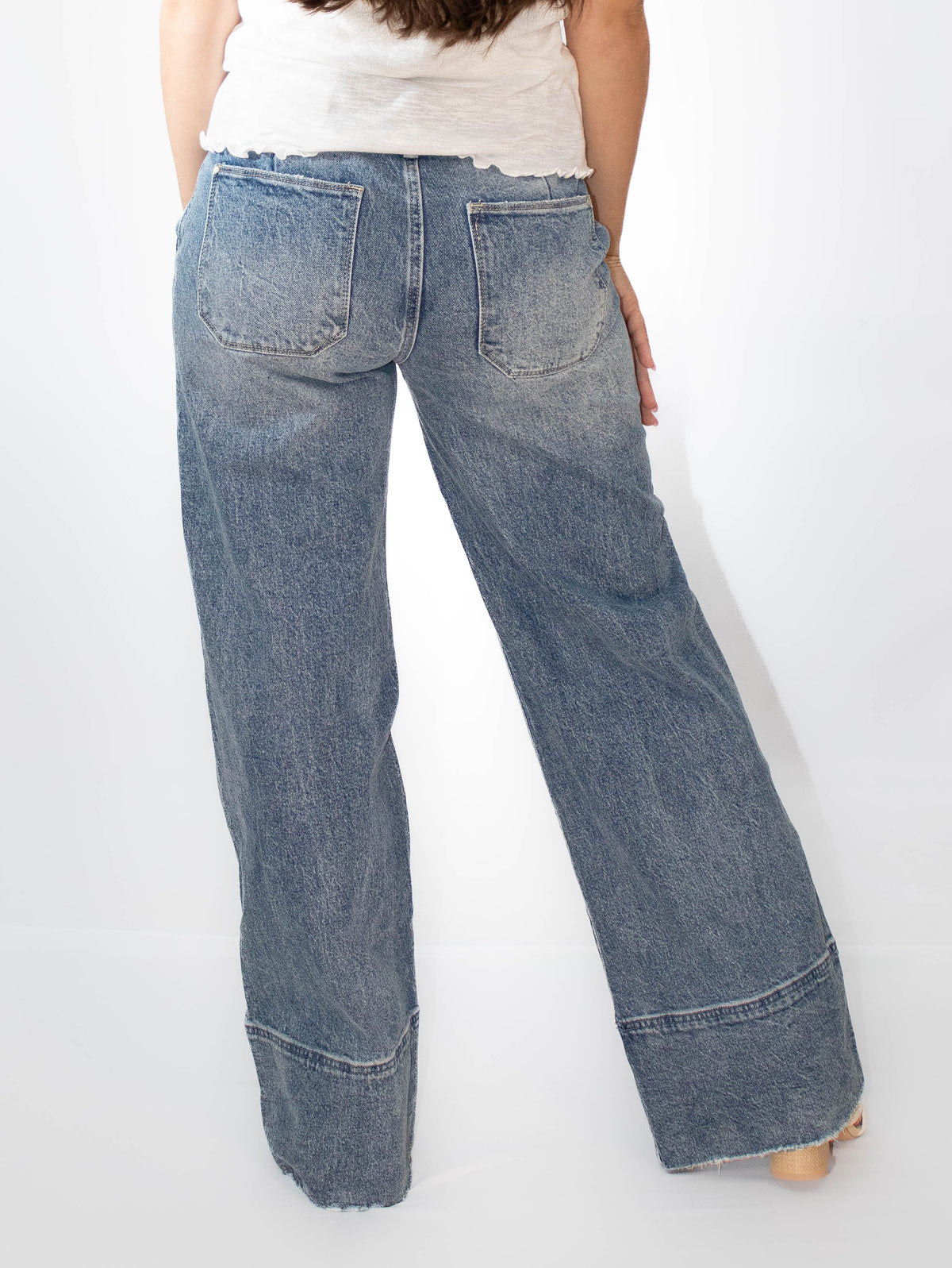 HIGH RISE COMFORT STRETCH TROUSER WIDE LEG JEANS