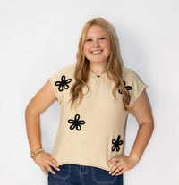 Embroidery Soft Sweater Vest Top