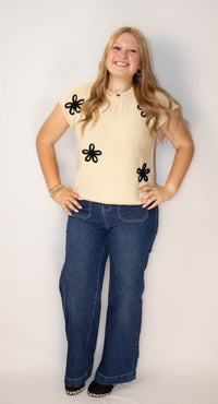 Embroidery Soft Sweater Vest Top