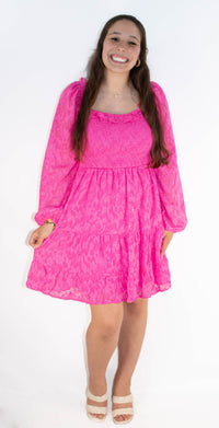 Hot Pink Long Sleeve Dress