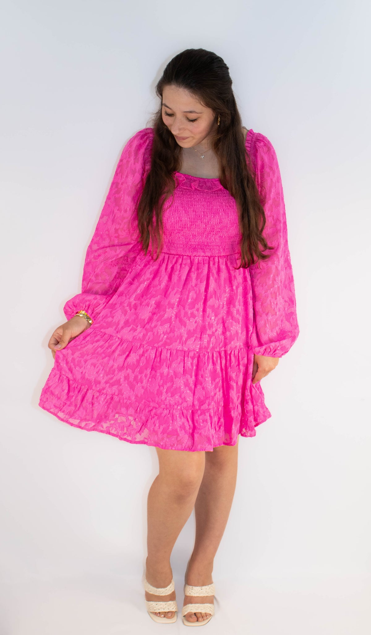 Hot Pink Long Sleeve Dress