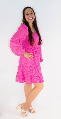 Hot Pink Long Sleeve Dress