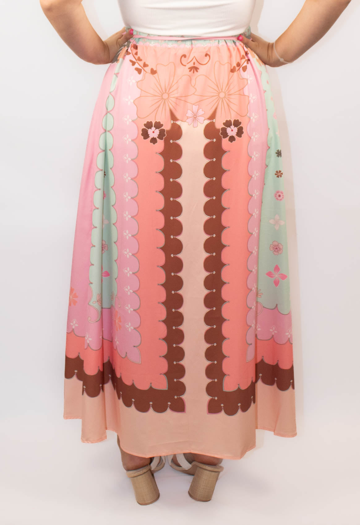 Pastel Pink Colorblock Maxi Skirt