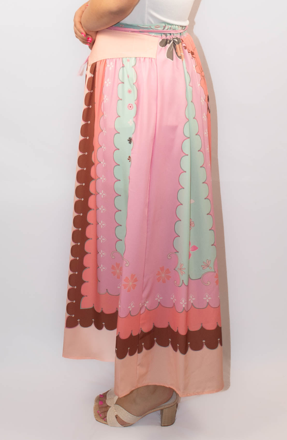 Pastel Pink Colorblock Maxi Skirt