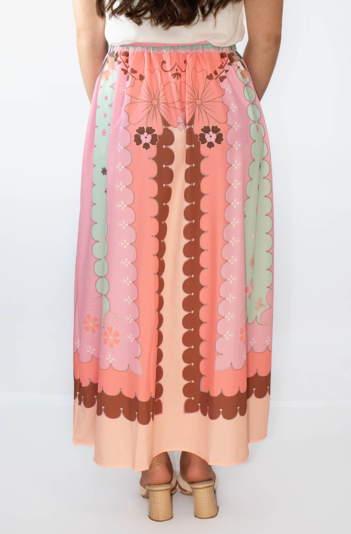 Pastel Pink Colorblock Maxi Skirt