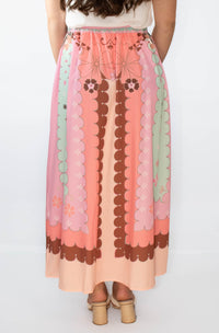 Pastel Pink Colorblock Maxi Skirt