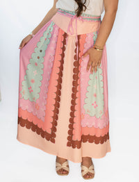 Pastel Pink Colorblock Maxi Skirt