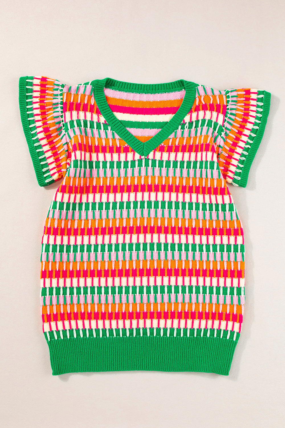Colorblock Cap Sleeve Knit Top