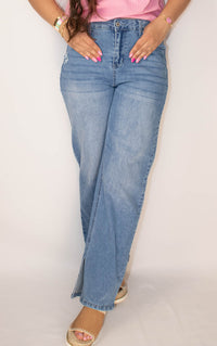 Ripped High Slit Jeans