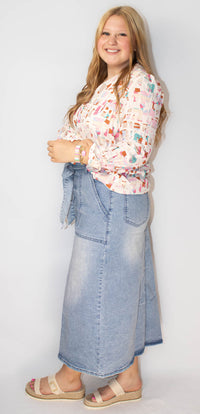 Multicolor Printed Collared Neck Long Sleeve Shirt