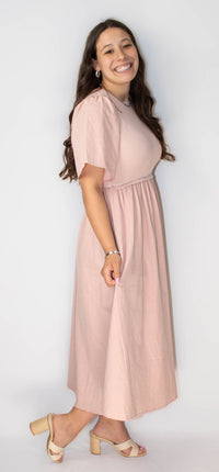 Ribbed Sweater Top Midi Dress With Crinkled Skirt