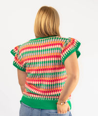 Colorblock Cap Sleeve Knit Top