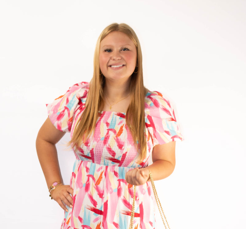 Brush Stroke Printed Dress