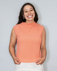 Stretchy Crinkled Fabric Sleeveless Top