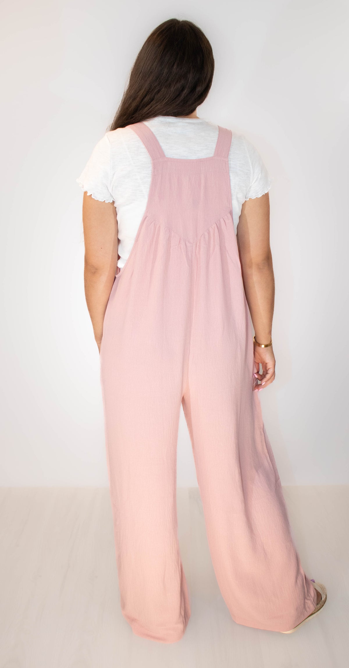 Solid Button Sling Jumpsuit- Pink
