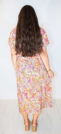 Button Down Paisley Midi Dress