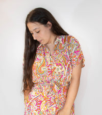 Button Down Paisley Midi Dress