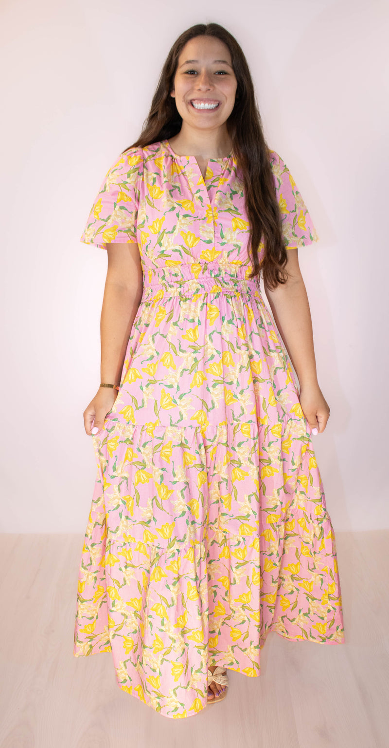 Floral Print Tiered Maxi Dress