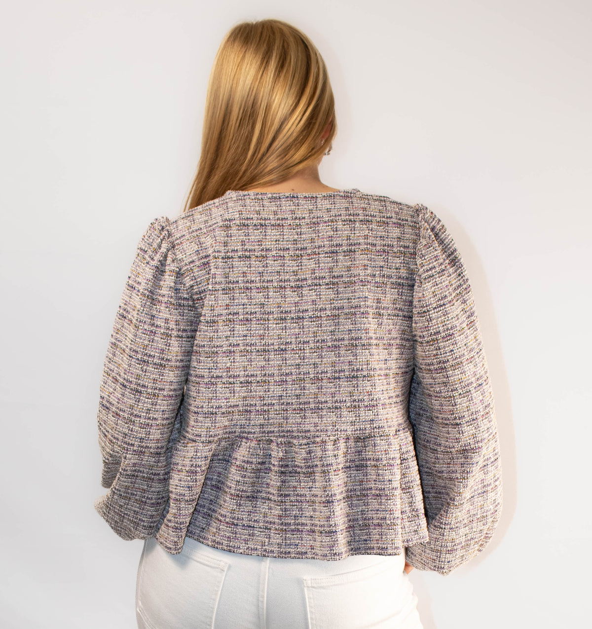 Textured Knit Balloon Sleeve Top