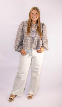 Textured Knit Balloon Sleeve Top